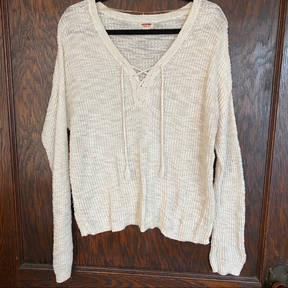 Knit lace-up sweater